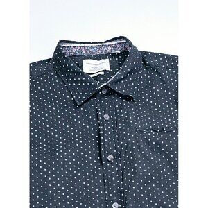 Paper Denim Cloth Stretch Fabric Classeic Size 2XL Black Polka Dots Short Sleeve